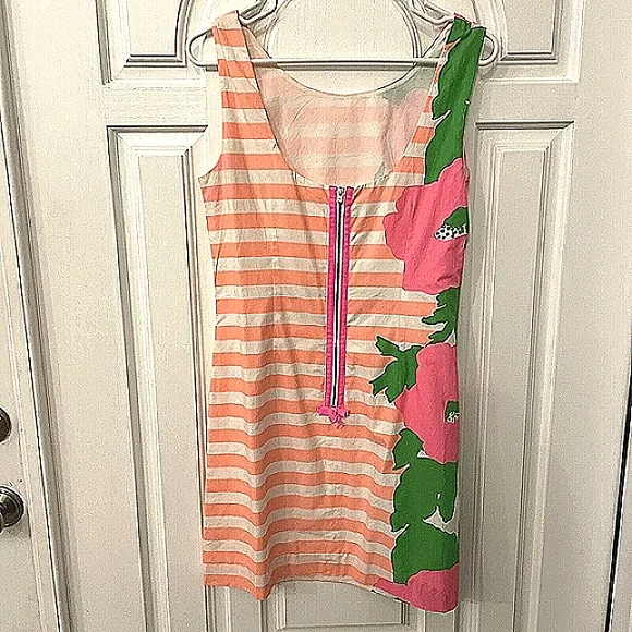 LILLY PULITZER Delia Floral Stripe Scoop Neck Sleeveless Shift Dress EUC - Picture 4 of 12
